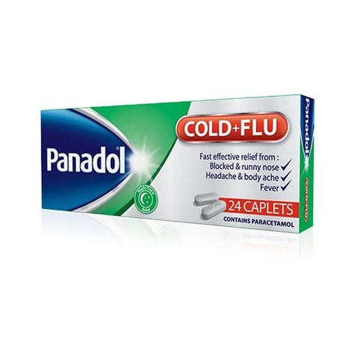 Panadol Cold + Flu Night , 24 Caplets (Green Packaging)