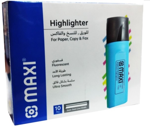 MAXI Highlighter, Blue (Pack of 10)
