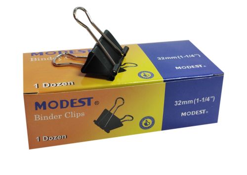 Modest Binder Clips 32 mm ( 12pieces) X 12 Packs)