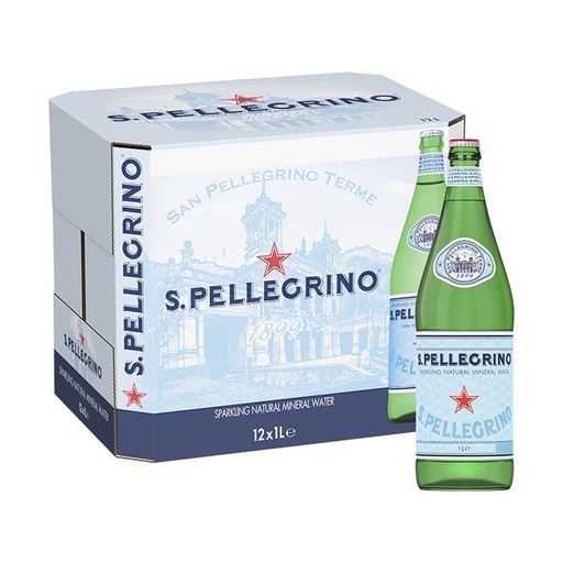 S.Pellegrino Sparkling Mineral Water Glass Bottles (12x1L)