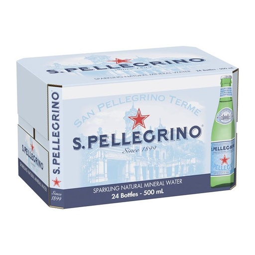 S.Pellegrino Sparkling Mineral Water Glass Bottles (24x500mL)