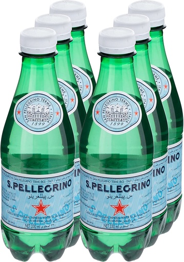 S.Pellegrino Sparkling Mineral Water Plastic Bottles 330ml (Pack of 24)