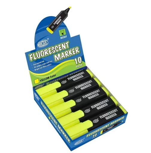 FIS FSFL05YL Fluorescent Highlighter Marker - Yellow, (Pack of 10)