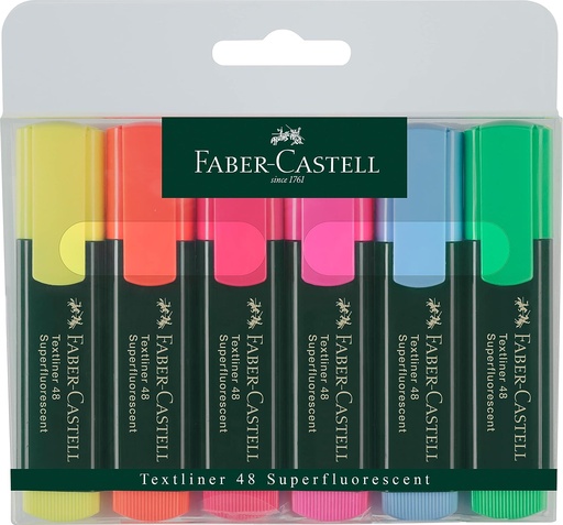 Faber Castell Textliner 48 Highlighter Superfluorescent Assorted Pack of 6