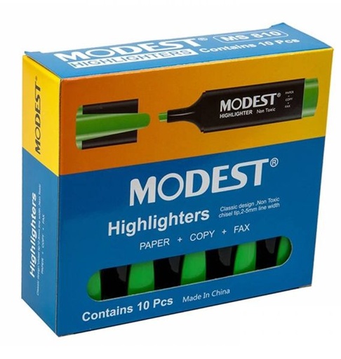 Modest MS 810 Highlighter, Green (Pack of 10)