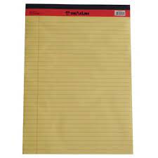 Sinarline PD02074 Yellow Legal Pad , A4 , 50sheets ,Yellow - (Pack of 10)