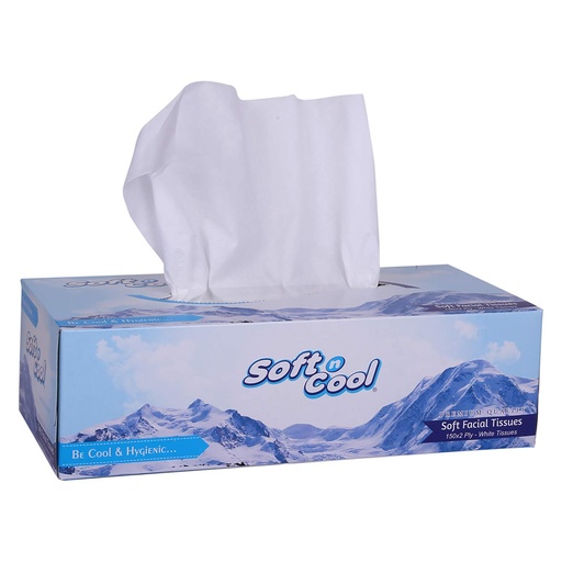 Soft N Cool Facial Tissue Box , 150 sheets , 2ply ( Pack of 5)