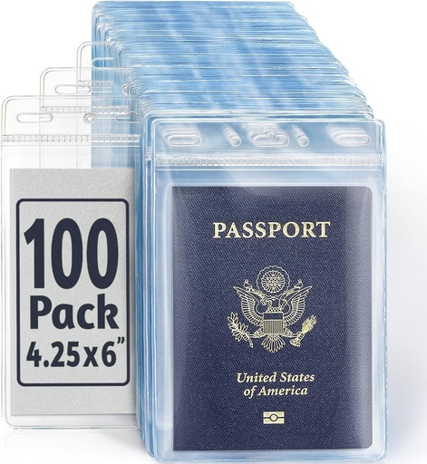 EcoEarth Passport & Identification Card Holders (Clear, 4x6 Inch) ( Pack of 100)