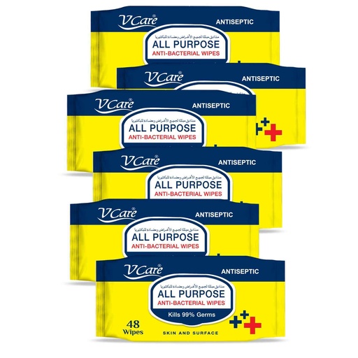 VCARE All Purpose Antibac Wipes 48 Count (Pack of 6)