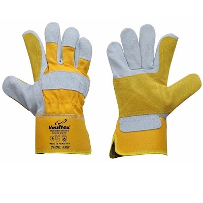 Vaultex - Double Palm Leather Gloves Yellow/White 10.5inch (1pair)