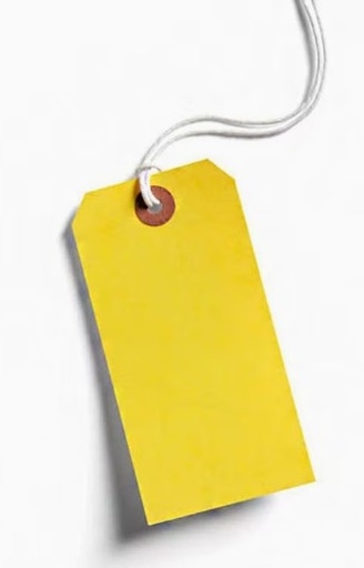 BEN LPNO3 Paper Luggage Yellow Tags, 12mm x 6mm (1000 pieces)