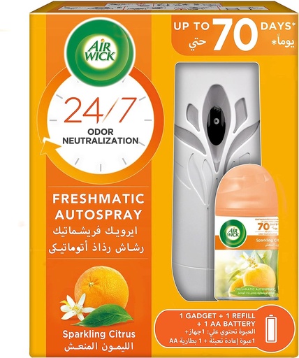Air Wick Air Freshener Freshmatic Auto Spray Sparkling Citrus, (1 Gadget and 1 Refill) 250ml