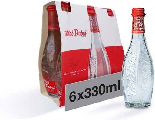Mai Dubai Water Glass Bottle 330ml( Pack of 6)