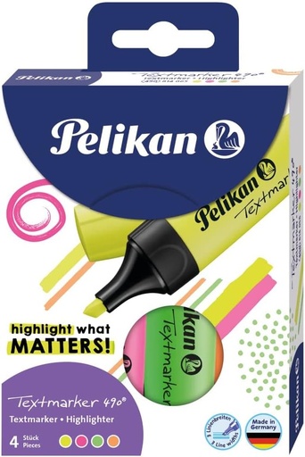 Pelikan Highlighter Marker, Chisel Tip ( Pack of 4) Assorted