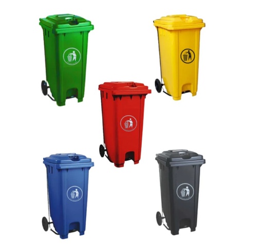 HYGIENE SYSTEM Garbage Bin With Wheel And Centre Pedal 120LT - Plastic