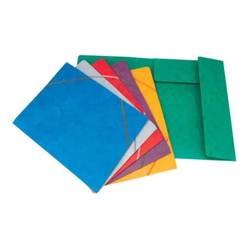 FIS SFF12 Four Fold A4 Size File Folder With Elastic , Assorted Colors ( Pack of 5)