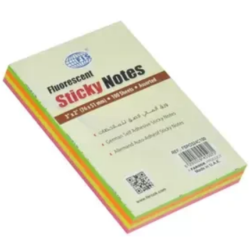 FIS Sticky Notes 3 x 2 inch , Assorted Fluorescent Colors (Pack of 12)