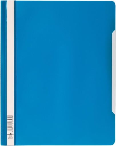 Durable 2570 Clear View Folder with Fastener, Blue (Pack of 50)