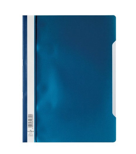 Durable 2570 Clear View Folder with Fastener, Dark Blue (Pack of 50)