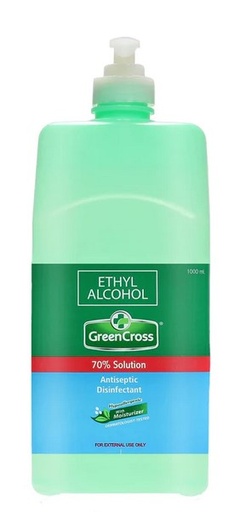 Green Cross Ethyl Alcohol 70% Solution With Moisturizer, 1000ml pump