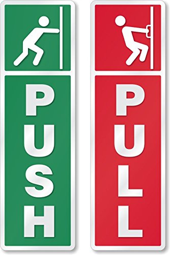 "PULL" Sticker Sign , 2 x 5 inches - Vertical ( Pack of 50)
