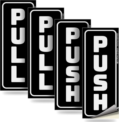 "PUSH/PULL" Sticker Sign , 2 x 5 inches - Vertical ( Pack of  50)