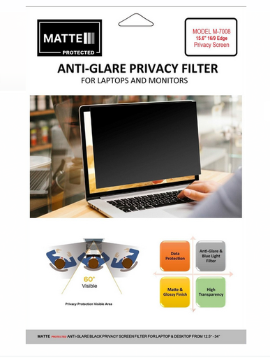 MATTE PROTECTED M-7008 Anti-Glare Privacy Screen Filter ( for 12.5" to 34 inch Monitors and Laptops) 16 Matte & Glossy Finish