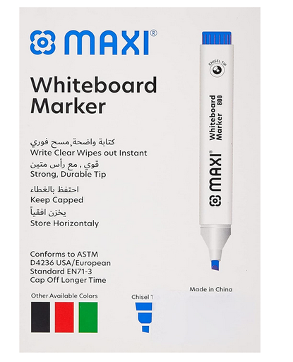 Maxi MX-800B10 Chisel Tip Whiteboard Marker, Blue (Pack of 10)