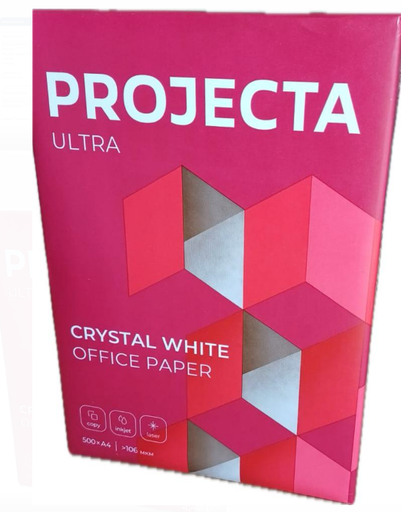 PROJECTA ULTRA Crystal White Photocopy Office Paper - A4, 80GSM, 500 sheets/ream , 5 reams/Box