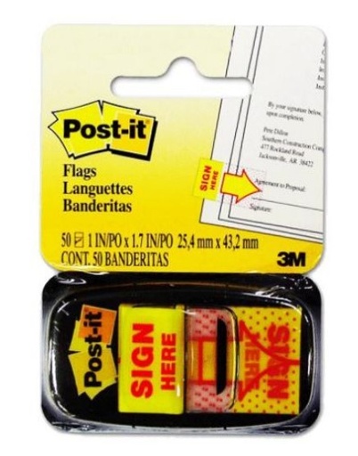 3M 680-9 Post It Sign Here Tape Flags - 1 x 1.73", 50 Flags