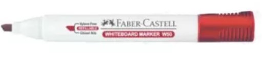 Faber Castell W50 Chisel Tip Whiteboard Marker, Red (Pack of 10)