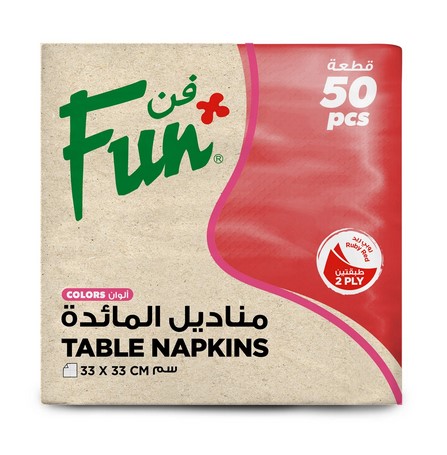 FUN 2-Ply Table Napkin 33x33cm Ruby Red - Pack of 50