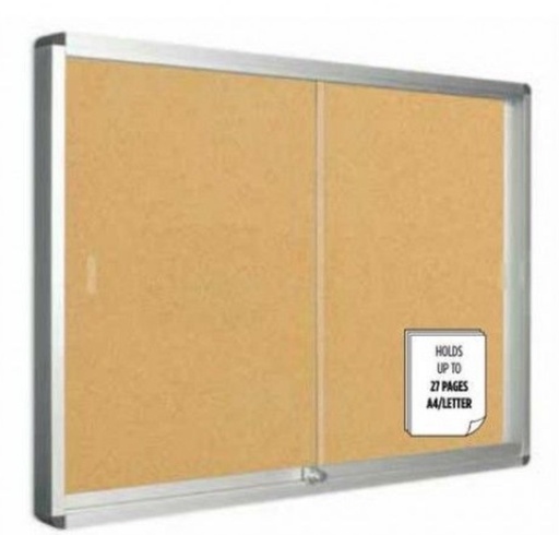 Bi-Office VT930201771 Lockable Cork Board with Sliding Doors - 140cm x 100cm