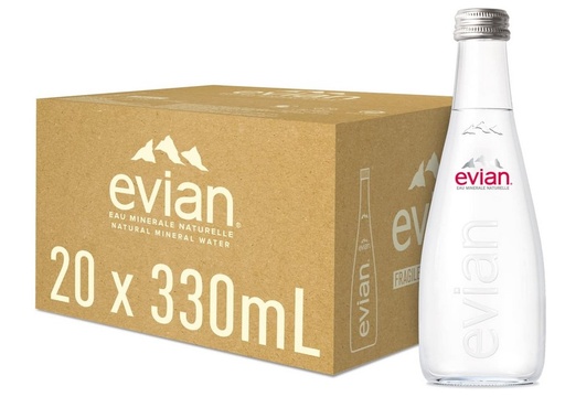[10218] evian Natural Mineral Water 330ml, Glass (Case of 20)