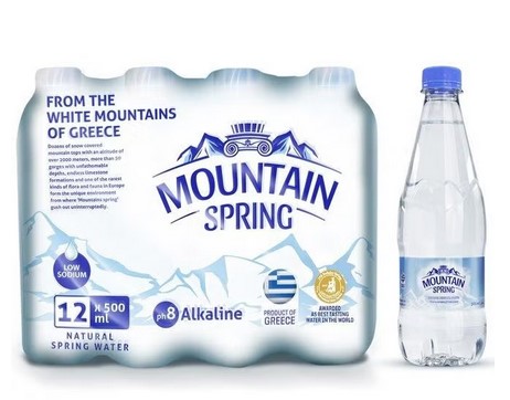 [10452] Mountain Spring-Natural Alkaline Mineral Water 500ml - Pack of 12 - in shrink wrap