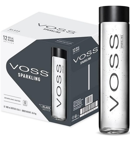 [10748] Voss Sparkling Mineral Water Glass 800 ml - Case of 12