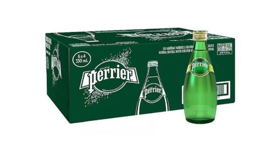Perrier Glass Bottle Natural Sparkling Water - 330ml (Pack of 24)