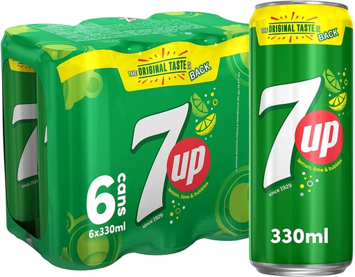7UP Carbonated Soft Drink 330ml (Pack of 6)