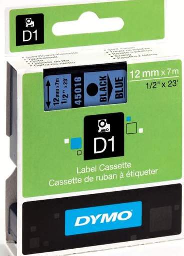 Dymo D1 Tape 12mm x 7m Black on Blue (S0720560/45016)