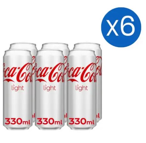 Coca-Cola Light Carbonated Soft Drink , Can -330 ML (Pack of 6)