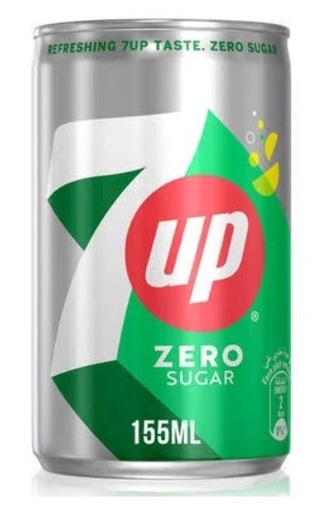 7up Zero Sugar Carbonated Soft Drink, Mini Can - 155ml - per piece