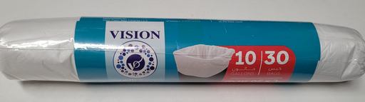 VISION OXO-Biodegradable Garbage Bag, 30pieces per roll , 10gallons, White (54Cm X 60Cm)