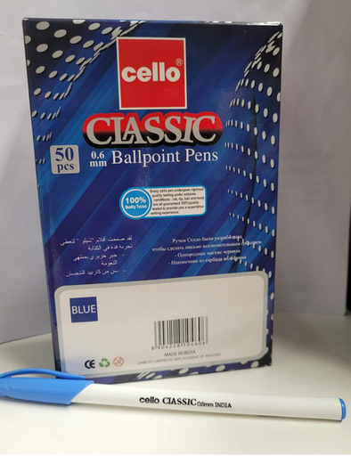 CELLO Classic Ballpoint Pens 0.6mm Blue ( Pack of 50)
