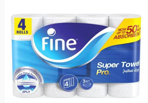 Fine Kitchen Super Towel Pro , 60 sheets,3-ply ( Pack of 4)