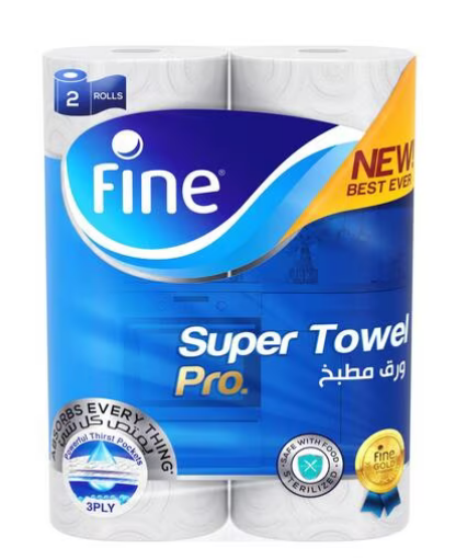 Fine Kitchen Super Towel Pro , 60 sheets , 3-ply ( Pack of 2)
