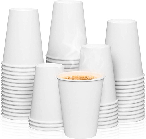 ADY Disposable Paper cups 12oz , White (Pack of 50)