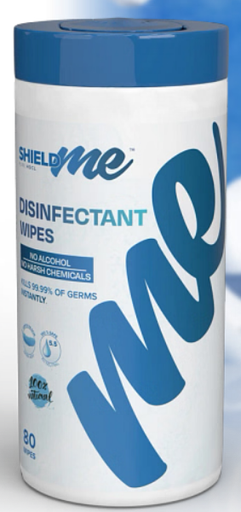 SHIELDme Antibacterial, Disinfecting Wipes – 80 wipes, Canister