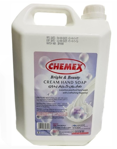 CHEMEX Bright & Beauty Cream Hand Soap , Pearl Glow , 5Liters (Case of 4)