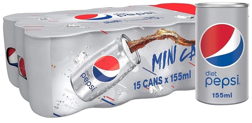 Diet Pepsi Carbonated Soft Drink in Can , 155ml (Pack of 15)
