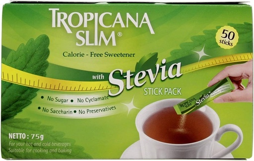 Tropicana Slim Calorie Free Stevia Sweetener 75g (50 Sticks)